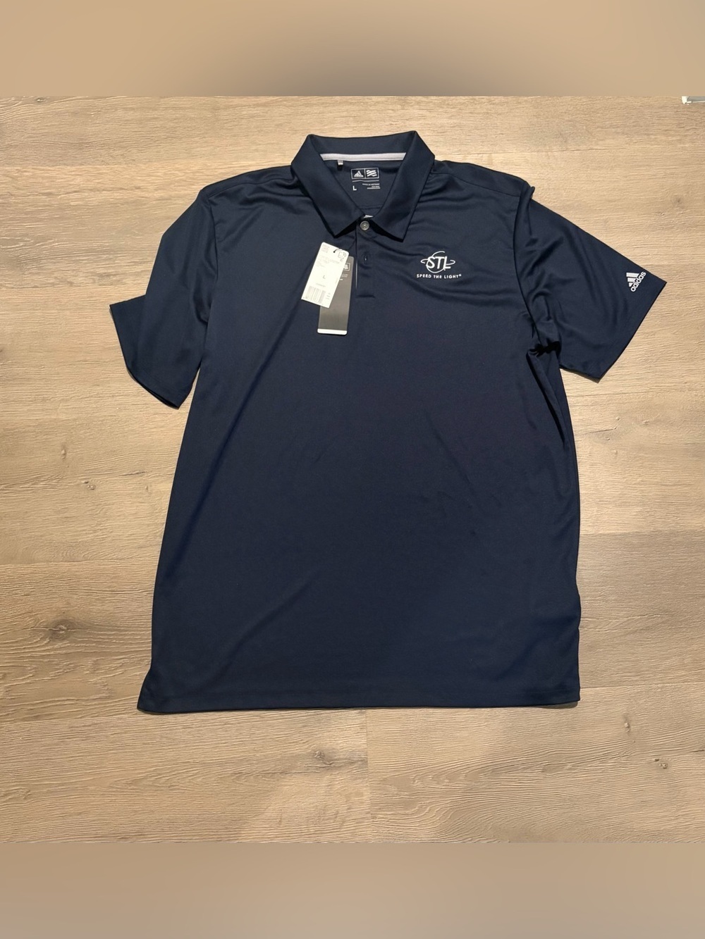 adidas Men's Dark Navy Polo with Speed The Light Logo